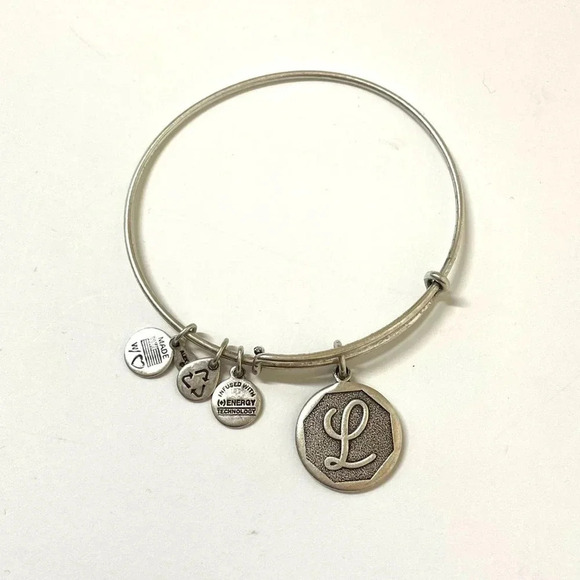 Alex and Ani + Energy Silver L Initial Bracelet - Picture 1 of 2
